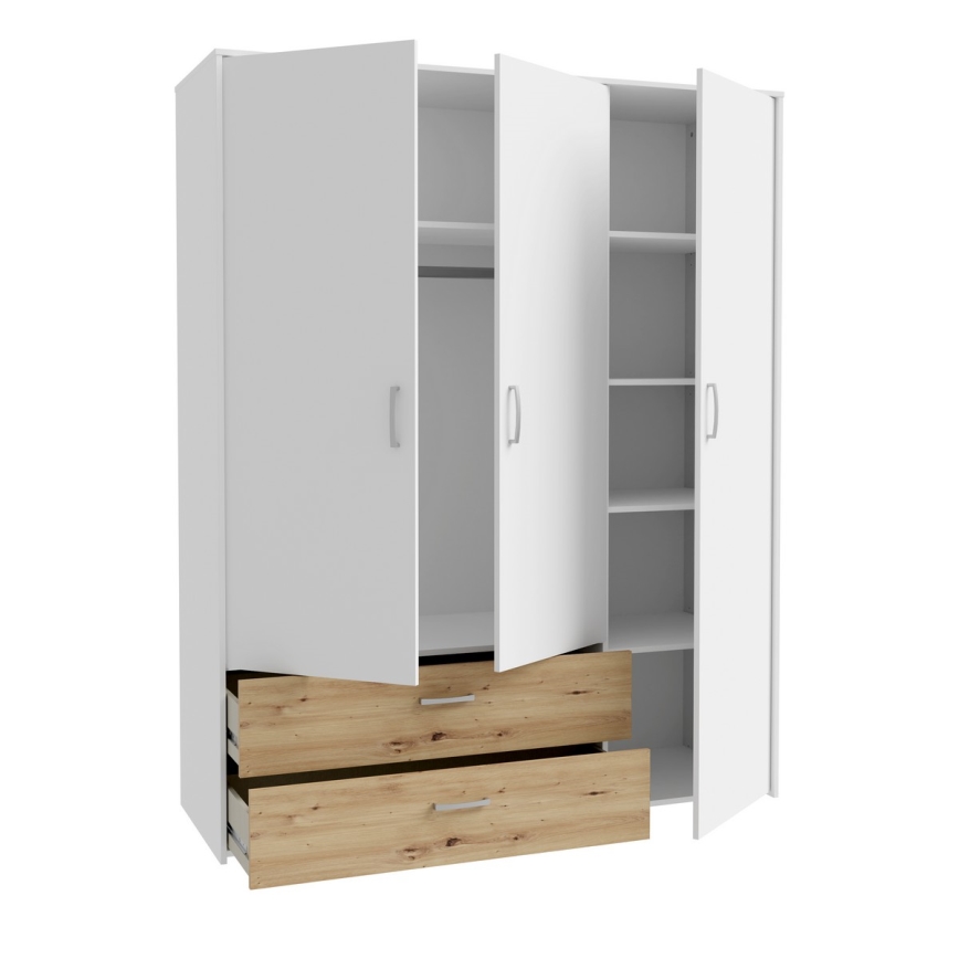 Guarda-roupa URO 152x190 cm carvalho artisan/branco