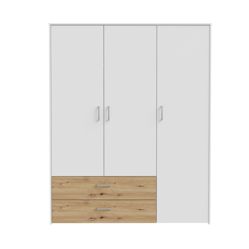 Guarda-roupa URO 152x190 cm carvalho artisan/branco