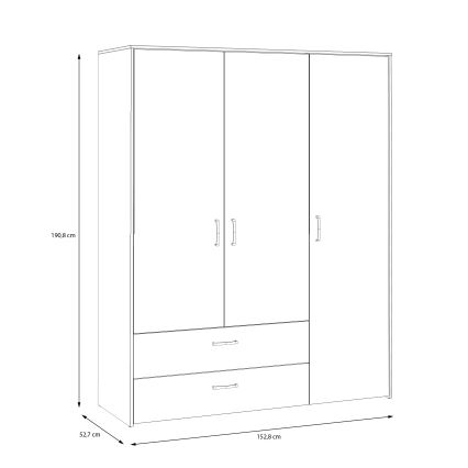 Guarda-roupa URO 152x190 cm carvalho artisan/branco
