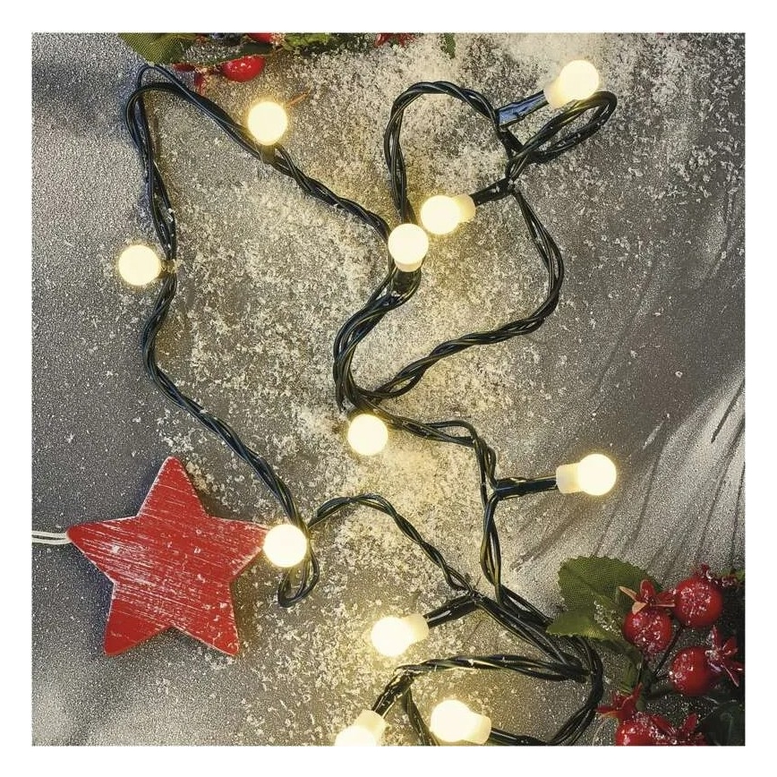 Guirlanda de Natal LED 200 LEDs/8 funções 20 m IP44 branco quente