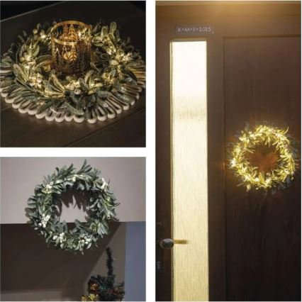 Guirlanda LED de Natal, 25 LEDs / 3x AA, diâmetro 35 cm