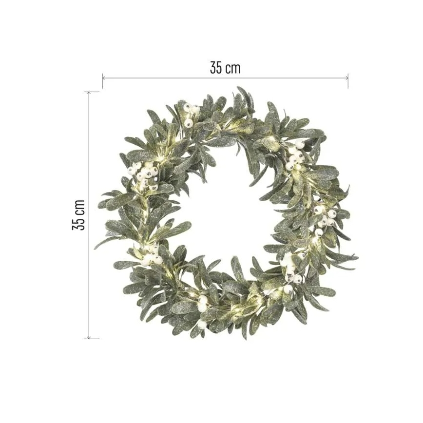 Guirlanda LED de Natal, 25 LEDs / 3x AA, diâmetro 35 cm