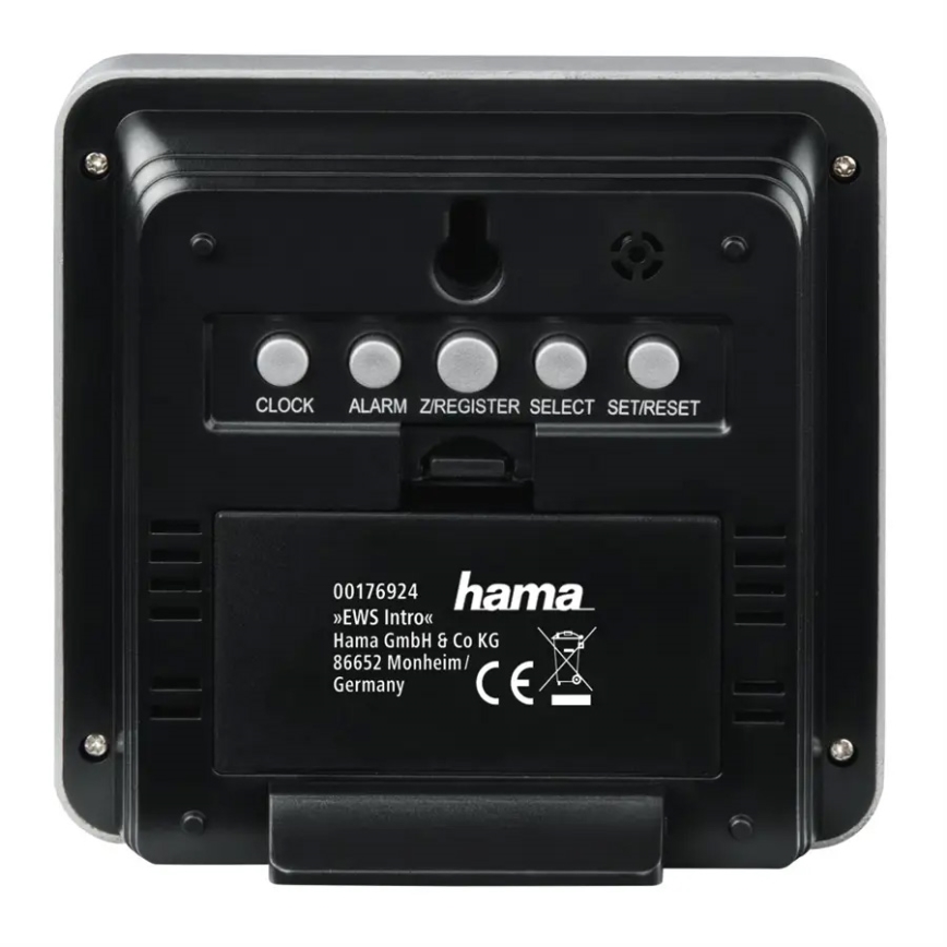 Hama - Estação meteorológica com visor LCD e despertador 2xAA preto/cinzento