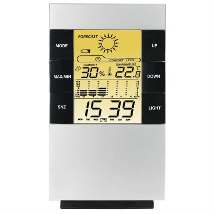 Hama - Estação meteorológica com visor LCD e despertador 2xAAA