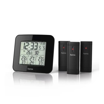Hama - Estação meteorológica com visor LCD e despertador 3xAAA + 3x sensor 2xAA