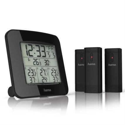 Hama - Estação meteorológica com visor LCD e despertador 3xAAA + 3x sensor 2xAA