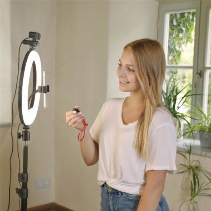 Hama - Iluminação em anel LED com regulação com tripé LED/10W/5V diâmetro 30 cm + controlo remoto