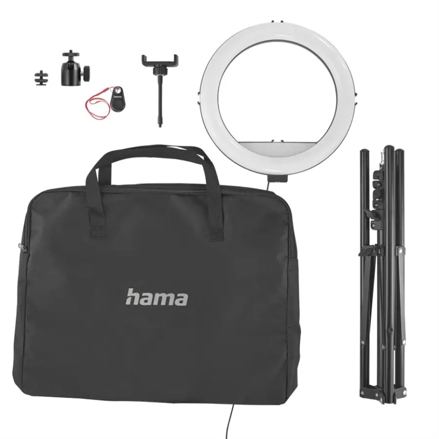 Hama - Iluminação em anel LED com regulação com tripé LED/10W/5V diâmetro 30 cm + controlo remoto