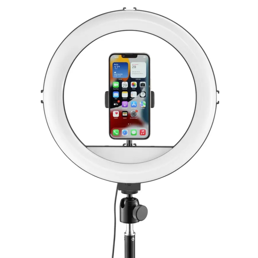 Hama - Iluminação em anel LED com regulação com tripé LED/10W/5V diâmetro 30 cm + controlo remoto