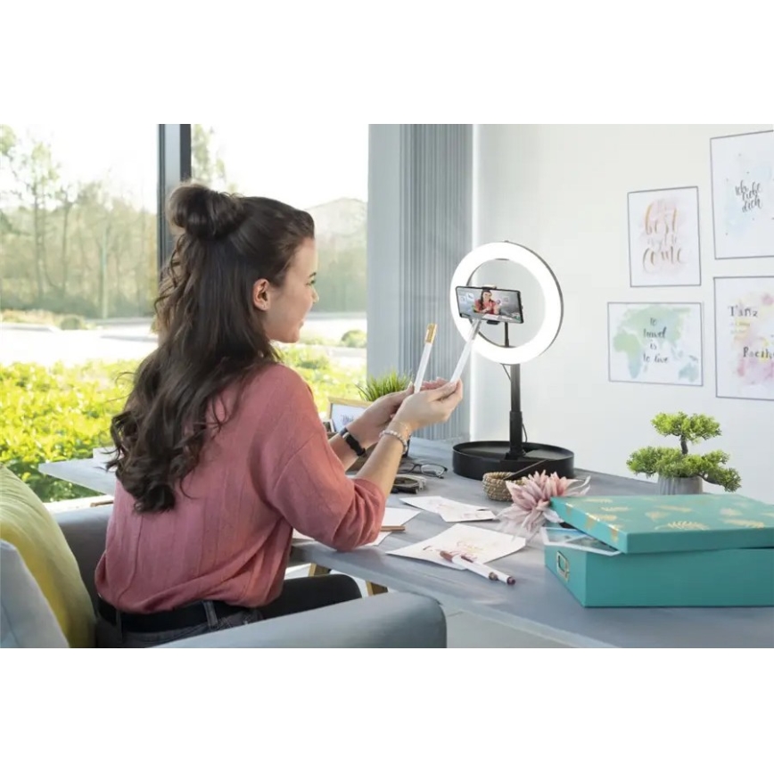 Hama - Iluminação em anel LED com regulação com tripé LED/9,2W/5V diâmetro 26,5 cm + controlo remoto