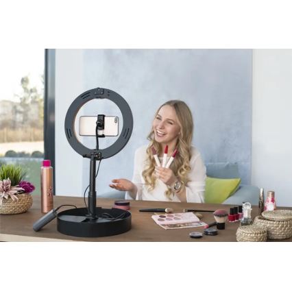 Hama - Iluminação em anel LED com regulação com tripé LED/9,2W/5V diâmetro 26,5 cm + controlo remoto