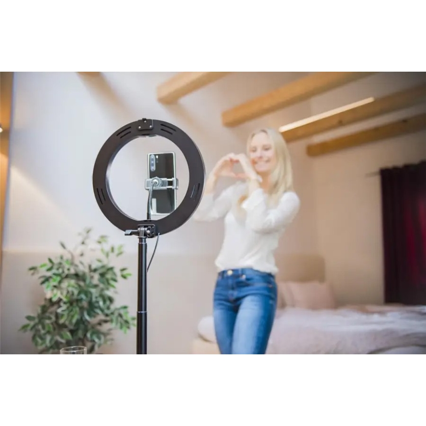 Hama - Iluminação em anel LED com regulação com tripé LED/9,2W/5V diâmetro 26,5 cm + controlo remoto