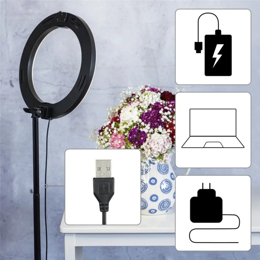 Hama - Iluminação em anel LED com regulação com tripé LED/9,2W/5V diâmetro 26,5 cm + controlo remoto