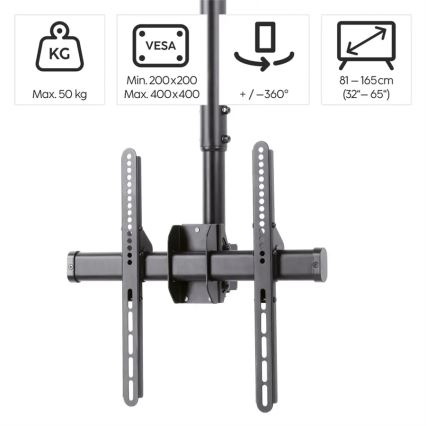 Hama - Suporte de teto para suporte de TV giratório 32-65" preto