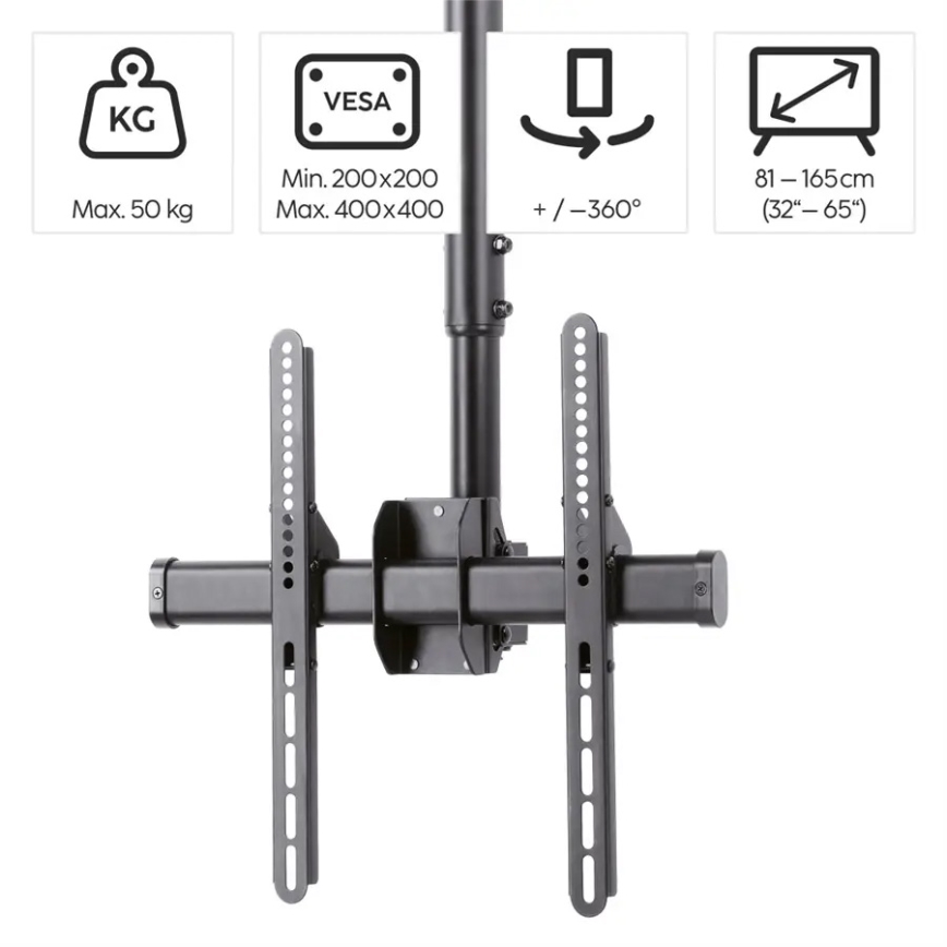 Hama - Suporte de teto para suporte de TV giratório 32-65" preto