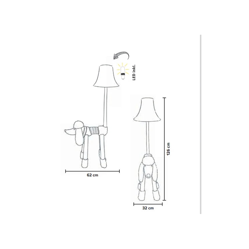 Happy Lamps - Candeeiro de chão LED de criança BELLO LED/5,4W/230V caniche