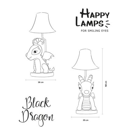 Happy Lamps - Candeeiro de mesa de criança LED BLACK DRAGOON LED/5,4W/230V dragão