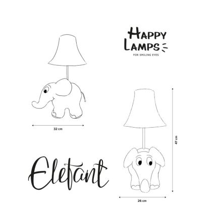 Happy Lamps - Candeeiro de mesa de criança LED ELEFANTE LED/5,4W/230V elefante