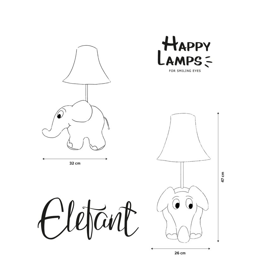 Happy Lamps - Candeeiro de mesa de criança LED ELEFANTE LED/5,4W/230V elefante