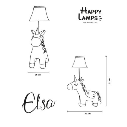 Happy Lamps - Candeeiro de mesa de criança LED ELSA LED/5,4W/230V unicórnio