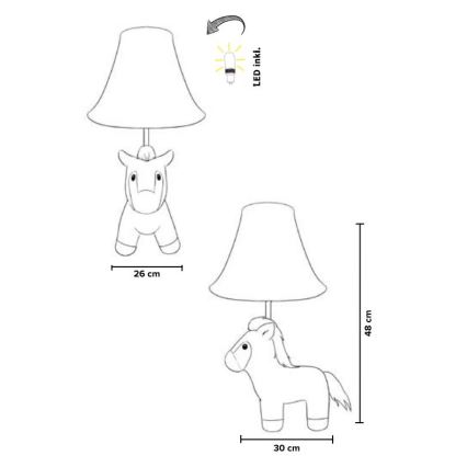 Happy Lamps - Candeeiro de mesa de criança LED ELVIS LED/5,4W/230V cavalo
