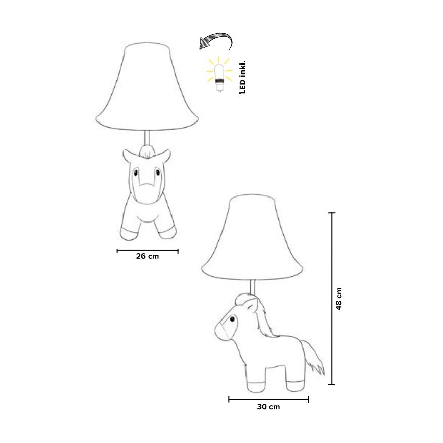 Happy Lamps - Candeeiro de mesa de criança LED ELVIS LED/5,4W/230V cavalo