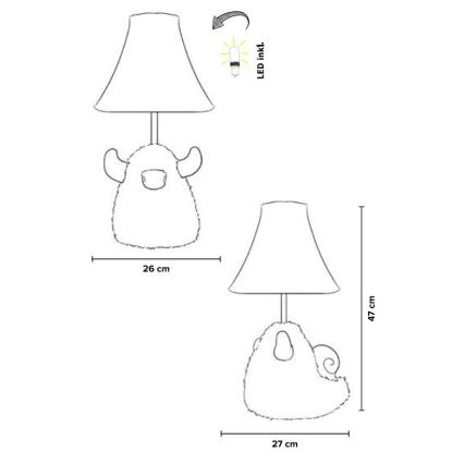 Happy Lamps - Candeeiro de mesa de criança LED HUGO LED/5,4W/230V touro