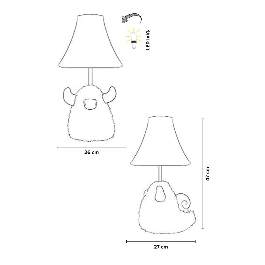 Happy Lamps - Candeeiro de mesa de criança LED HUGO LED/5,4W/230V touro