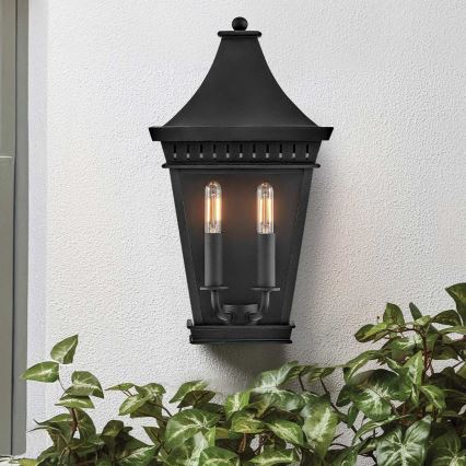 Hinkley - Iluminação de parede exterior CHAPEL HILL 2xE14/40W/230V IP44 preto