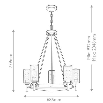 Hinkley - Lustre com corrente COLLIER 5xE27/40W/230V Ø 68,5 cm preto
