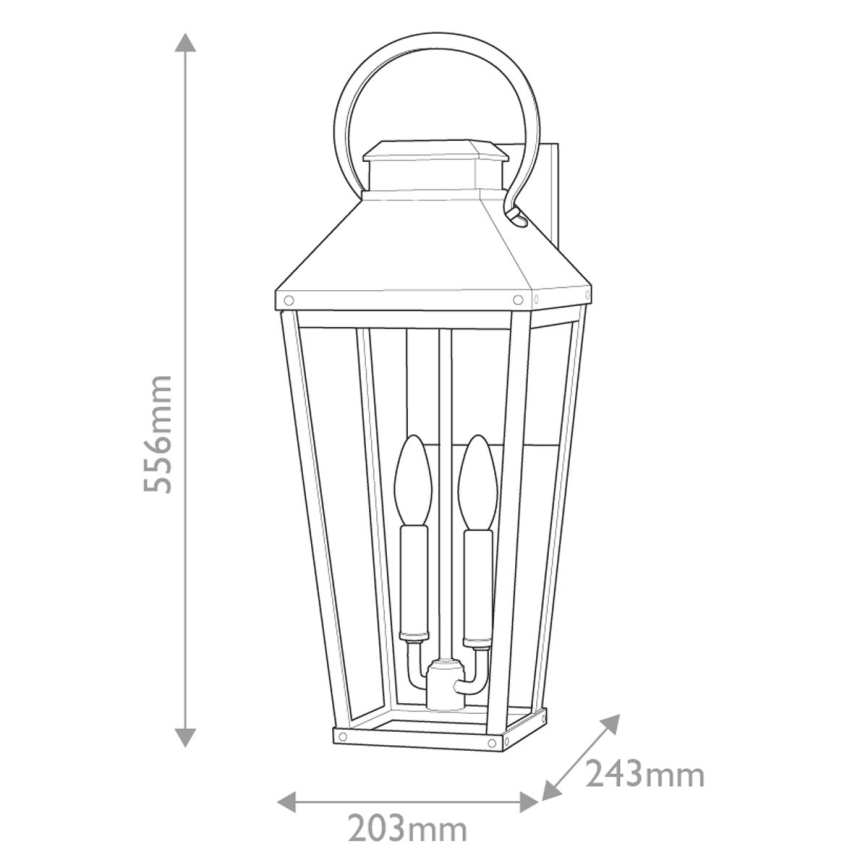 Hinkley - Iluminação de parede exterior DAWSON 2xE14/40W/230V IP44 preto