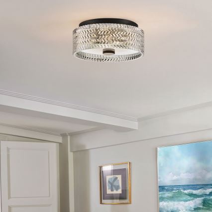Hinkley - Iluminação de teto ELLE 2xE27/60W/230V diâmetro 30,5 cm preto