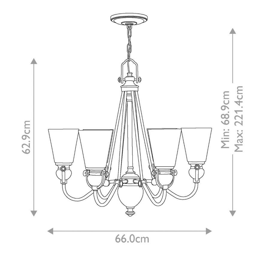 Hinkley - Candeeiro suspenso MAYFLOWER 6xE27/60W/230V