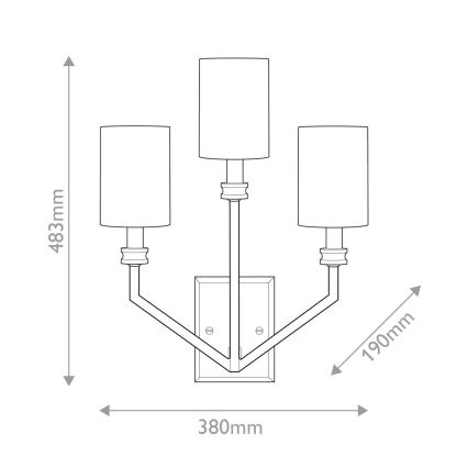 Hinkley - Aplique de parede MOORE 3xE14/40W/230V dourado
