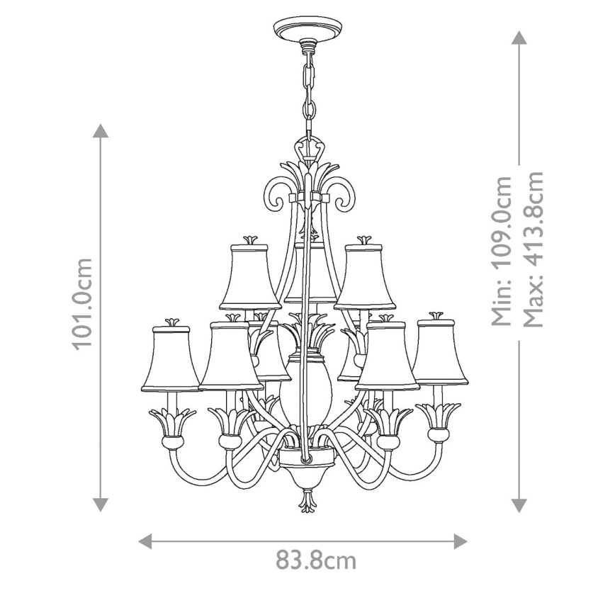 Hinkley - Candeeiro suspenso PLANTATION 10xE14/40W/230V prateado