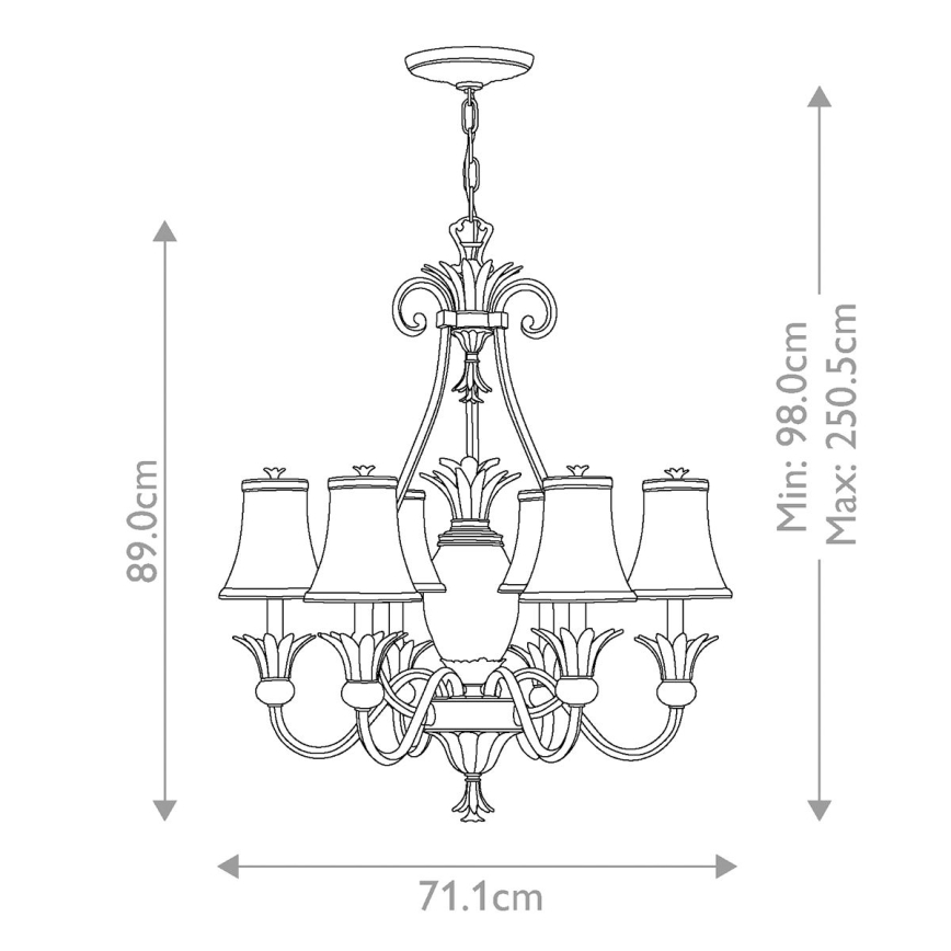 Hinkley - Candeeiro suspenso PLANTATION 7xE14/40W/230V prateado