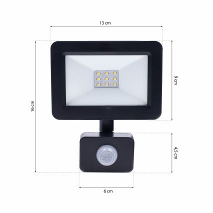Holofote com sensor LED LED/10W/230V IP65 6000K