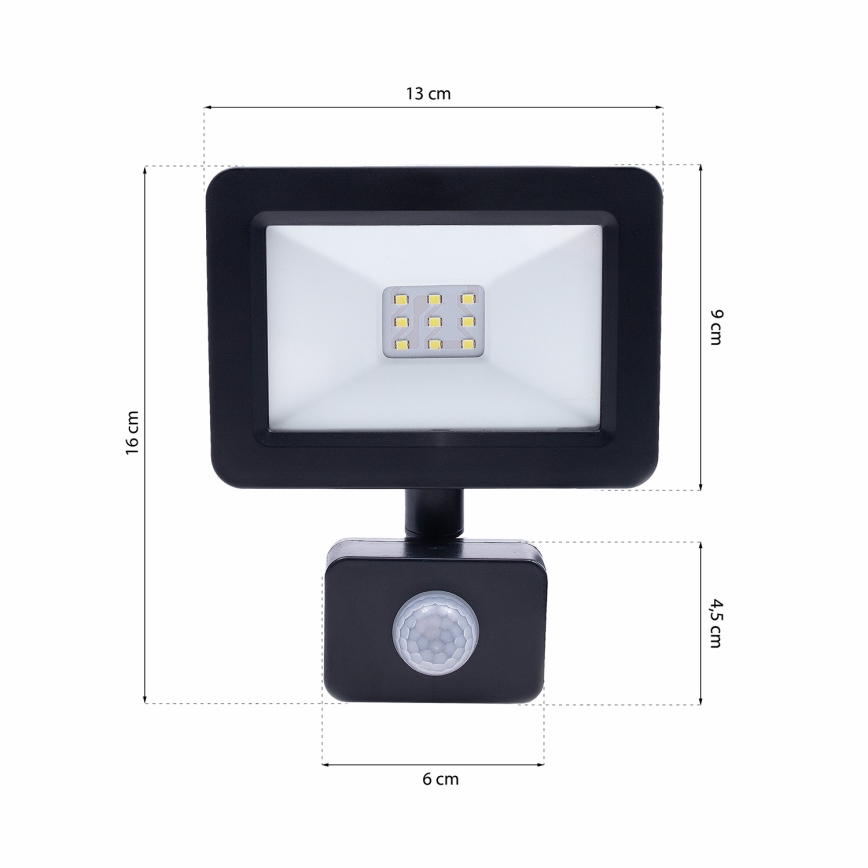 Holofote com sensor LED LED/10W/230V IP65 6000K