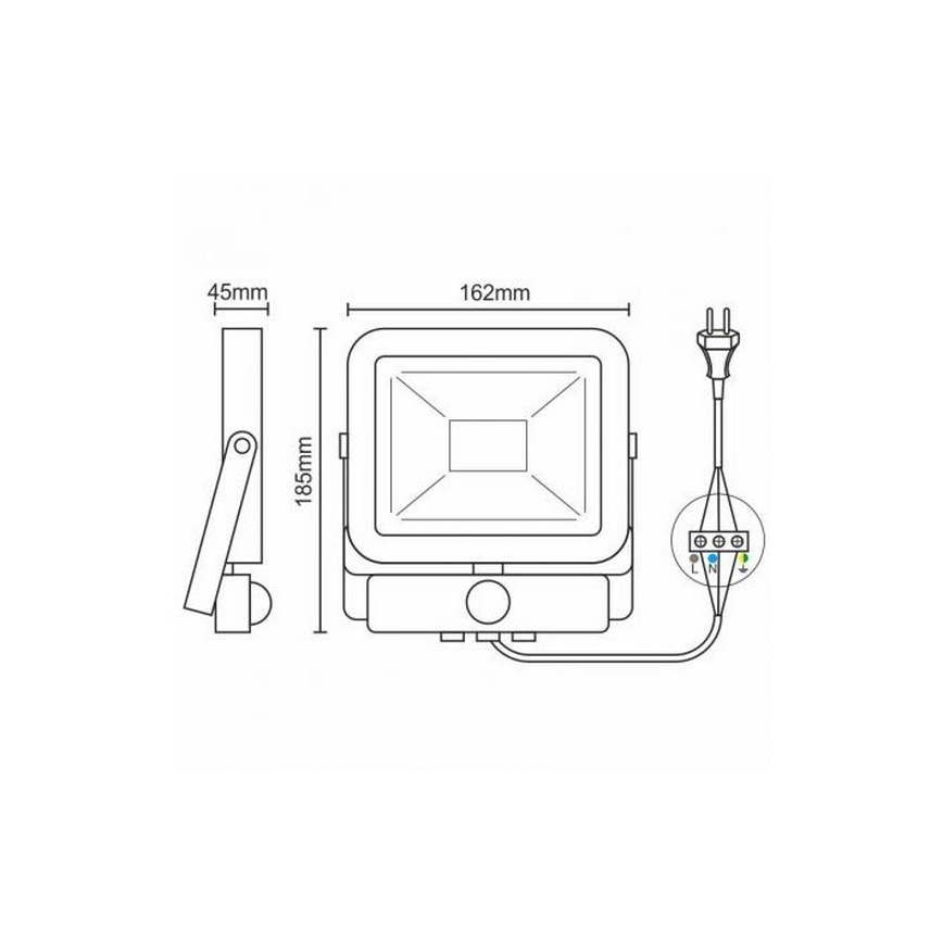 Holofote com sensor LED LED/20W/265V 1800lm branco IP65