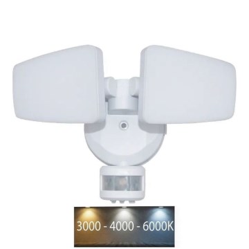 Holofote exterior LED com sensor LED/24W/230V 3000/4000/6000K IP54 branco