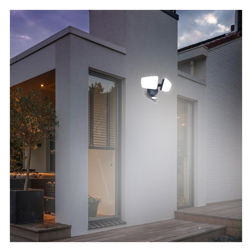 Holofote exterior LED com sensor LED/24W/230V 3000/4000/6000K IP54 preto