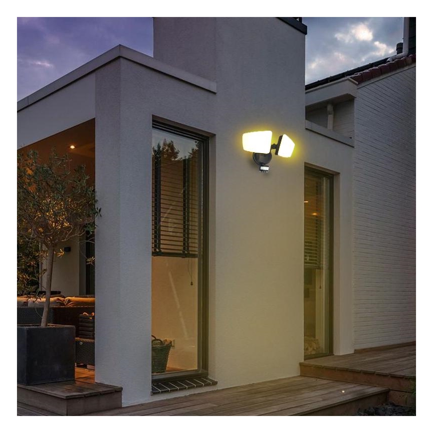 Holofote exterior LED com sensor LED/24W/230V 3000/4000/6000K IP54 preto