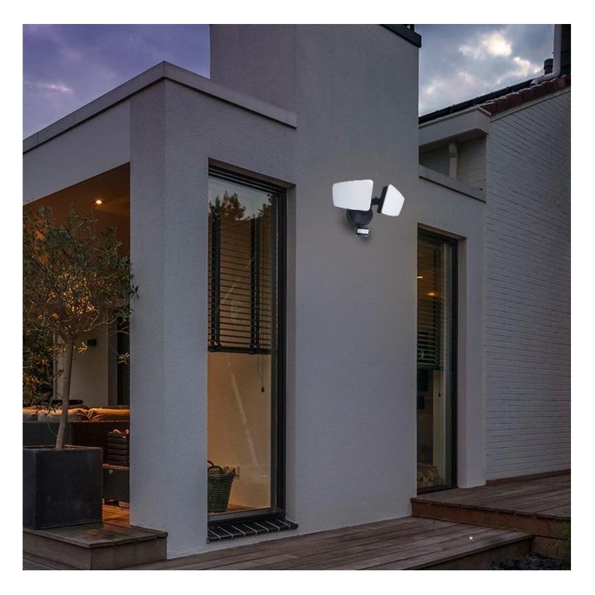 Holofote exterior LED com sensor LED/24W/230V 3000/4000/6000K IP54 preto
