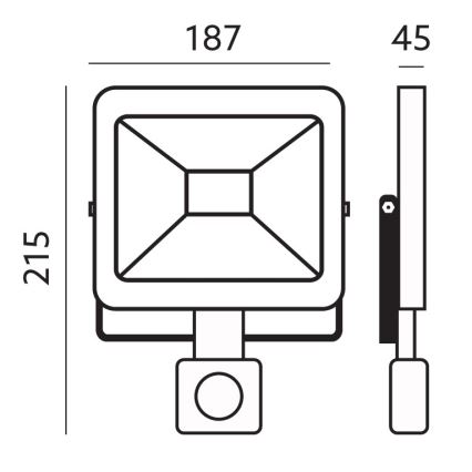 Holofote exterior LED com sensor LED/30W/230V 6500K IP44