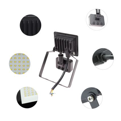 Holofote exterior LED com sensor NOCTIS LUX 3 LED/10W/230V 4000K IP44 preto