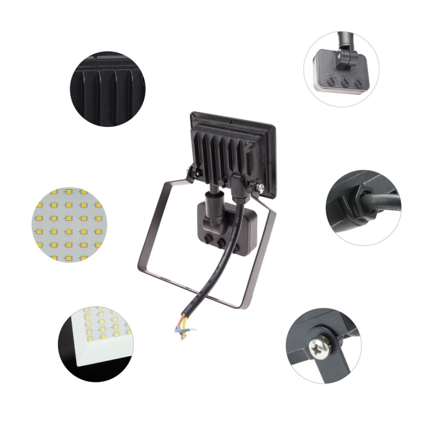 Holofote exterior LED com sensor NOCTIS LUX 3 LED/10W/230V 4000K IP44 preto
