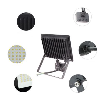 Holofote exterior LED com uma sensor NOCTIS LUX 3 LED/50W/230V 4000K IP44 preto