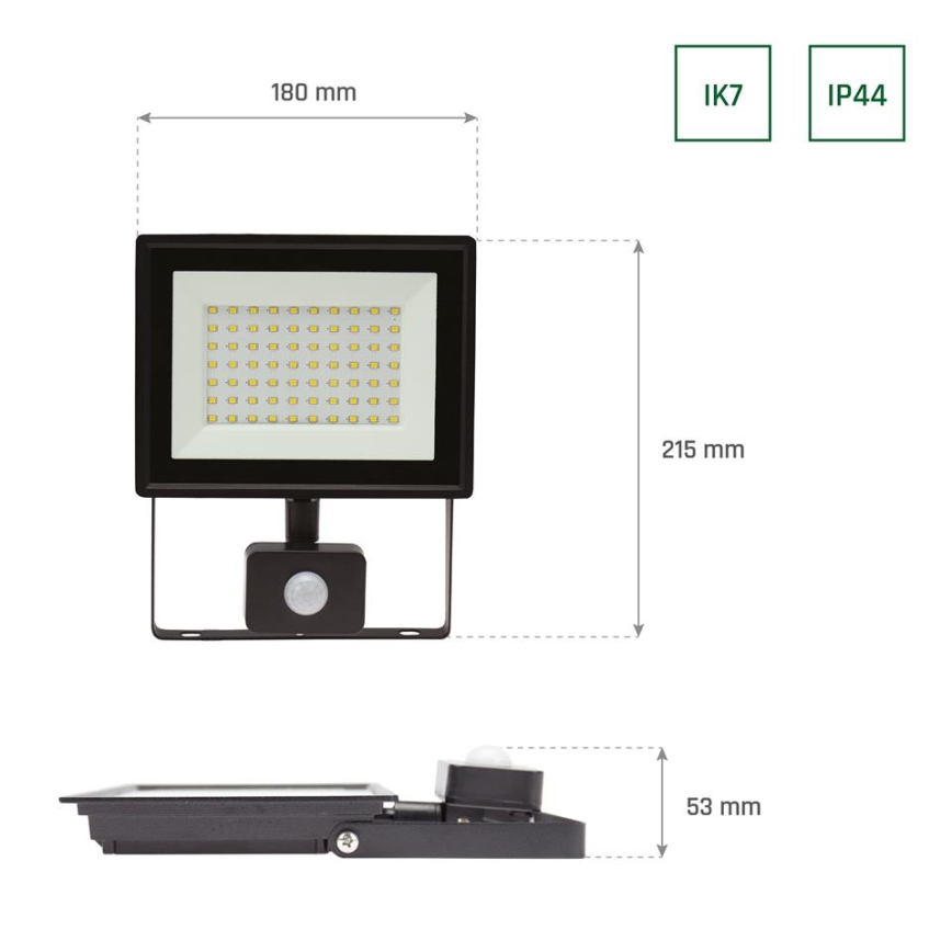 Holofote exterior LED com uma sensor NOCTIS LUX 3 LED/50W/230V 4000K IP44 preto
