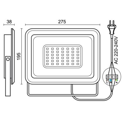 Holofote exterior LED LED/100W/230V 4000K IP65 preto