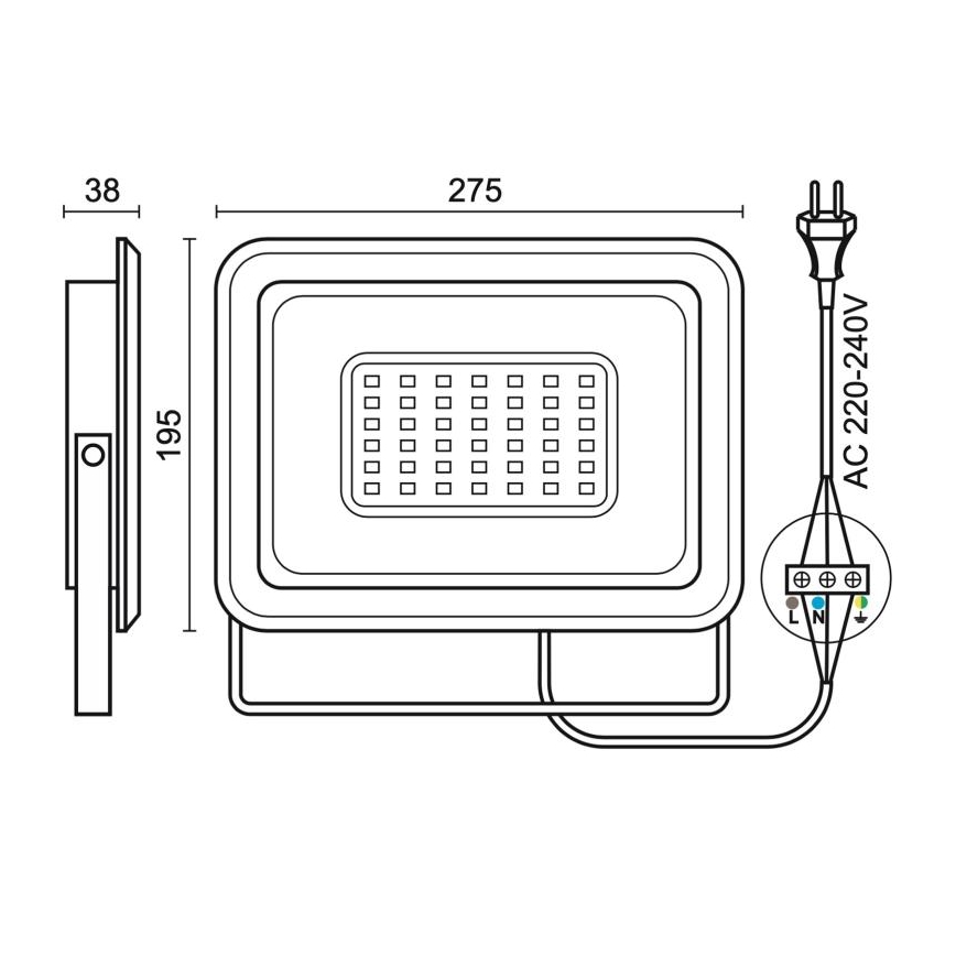 Holofote exterior LED LED/100W/230V 4000K IP65 preto